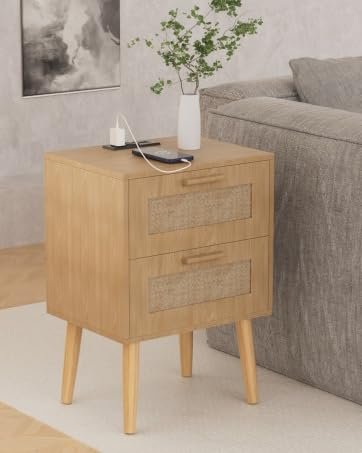 nightstand with rattan 