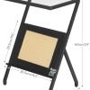 41DSaG99JTL._AC_UY879 Rattan Side Table, Z Shaped End Table with Magazine Rack, Mid Century Bedside Table with Tempered Glass Top for Sofa Couch, Living Room, Bedroom and Small Spaces, Black BK09SF01