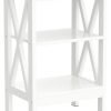 Nightstand Sofa Side Table with 3-Tier Storage Shelf for Living Room, Bedroom, Stable Steel Frame, Easy Assembly, End, White
