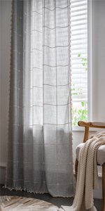 Embroidery Gingham Semi-Blackout Curtains