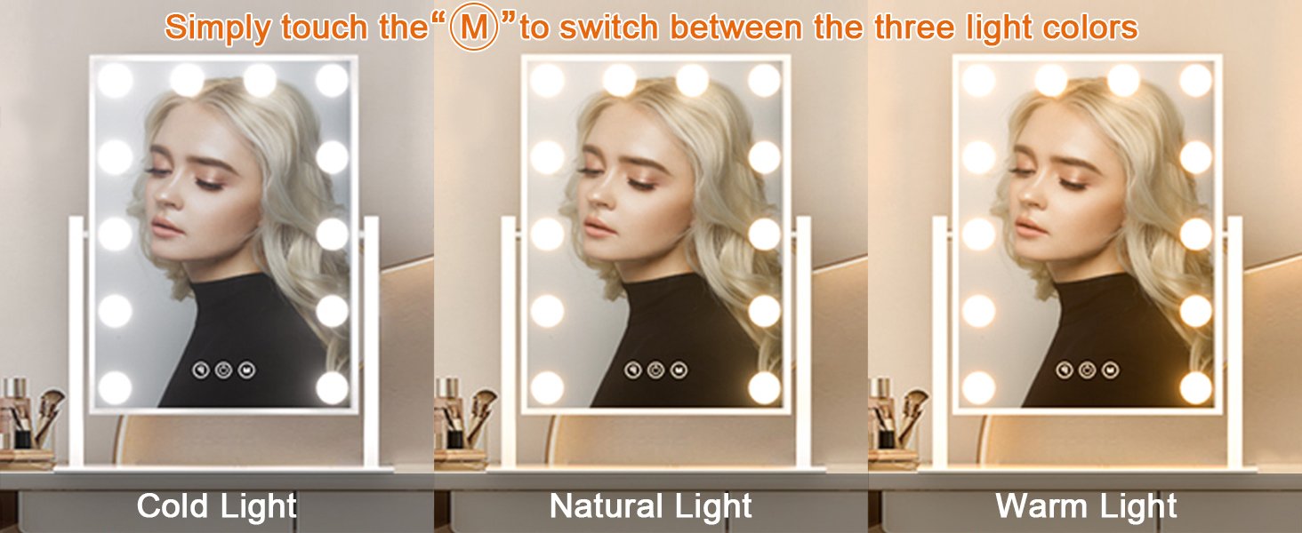 3 color smart touch makeup mirror