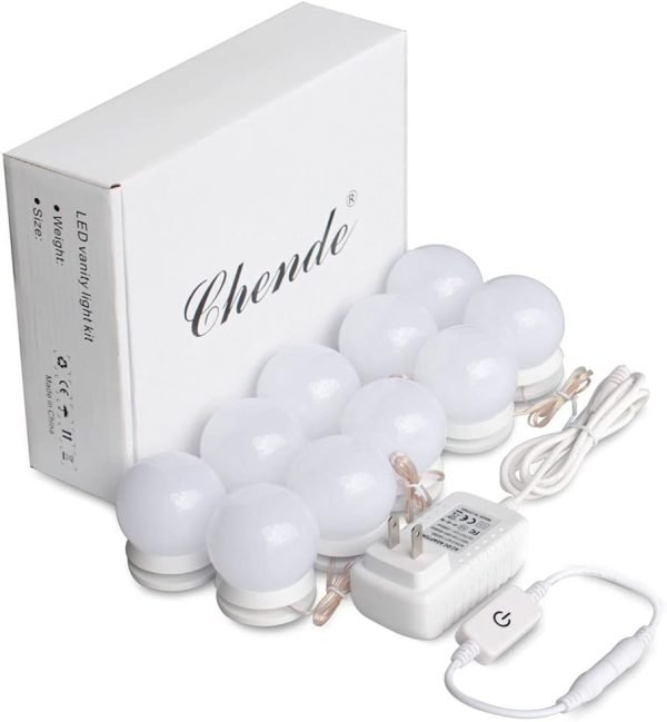 LED Vanity Light for Mirror, Hollywood Style Makeup Lights with Dimmer and 12V Adapter, Stick on Vanity Mirror, (Mirror Not Included)