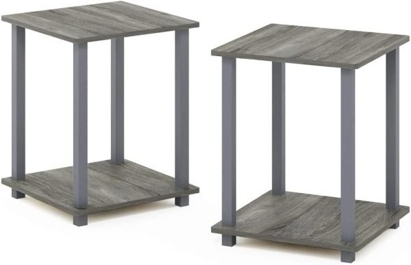 Simplistic Set of 2 End Table, Espresso/Black