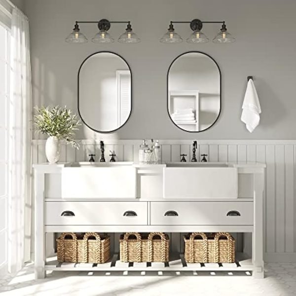 24x36 Black Oval Mirror, Metal Framed Mirror for Wall, Wall-Mounted Bathroom Vanity Mirrors