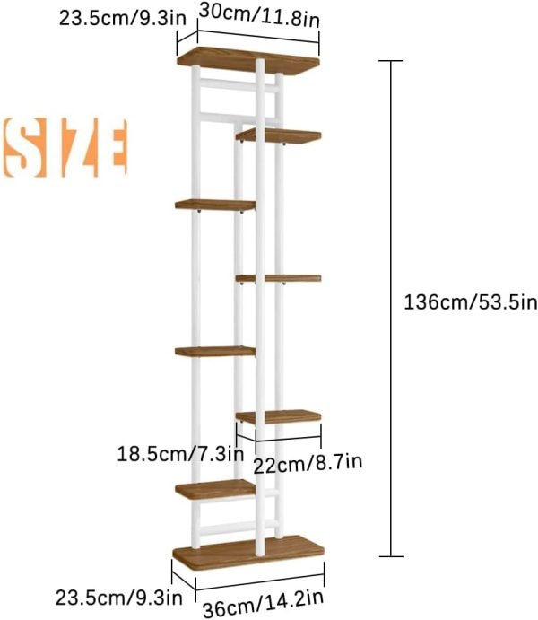 51c1OY3pmpL._AC_SL1000 Plant Stand, Multiple Flower Pot Holder Shelf, Wood and Metal Tall Plant Display Rack Storage Organizer for Indoor, Outdoor, Garden, Patio, Balcony(8 Tier 9 Potted)