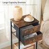 51fQsuqssIL._AC_UY879 End Table with 2 Fabric Drawers and Storage Shelf, Industrial Nightstand, 23.6 Inch Tall Side Table, Bedside Table for Living Room Bedroom, Rustic Brown and Black BF106BZ01