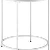 Round Side Table, Glass End Table with Metal Frame, Laurel Green Coffee Table with Modern Style, for Living Room, Balcony, Bedroom, Laurel Green