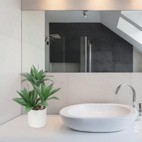 51z71zqxzDL._AC_SL1001 Large Artificial Succulent Plants Fake Three-Head Agave Succulent Plant Potted 15" Faux Plant in White Pot Succulent Aloe Plant Indoor for Desk Modern Home Office Living Room Table Shelf Decor