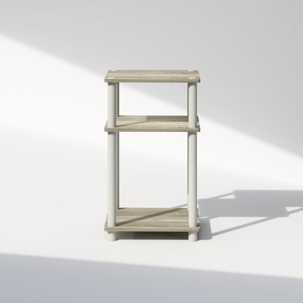 61-haUYz5dL._AC_SL1500 3-Tier Open Storage Nightstand, 1-Pack, Plastic Poles, Sonoma Oak/White