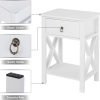 White bedside table, small bedside table with drawers and shelves, farmhouse bedside table bedroom, coffee table, bedside table, white side table with rustic handles, suitable for small spaces, dormitories, children's room, living room