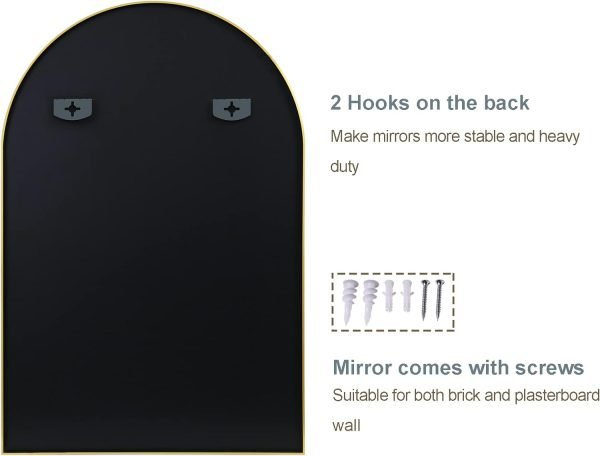 Arched Wall Mirror for Bathroom,Mirrors for Wall,24''x36'',Vanity Mirror for Bedroom Dresser, Entryway, Living Room, Metal Frame (36''x24'',Gold)