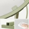 Round Side Table, Glass End Table with Metal Frame, Laurel Green Coffee Table with Modern Style, for Living Room, Balcony, Bedroom, Laurel Green