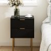 Nightstand with Charging Station,Small Bedside Table with Gold Frame,White Night Stand,Bedside Furniture,Side Table with Drawer and Shelf for Bedroom,Living Room,Stripe