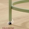 Round Side Table, Glass End Table with Metal Frame, Laurel Green Coffee Table with Modern Style, for Living Room, Balcony, Bedroom, Laurel Green