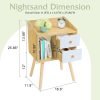 61LLjPUwpbL._AC_SL1500 Small Nightstand, Bedside Table with 2 Drawers Mid Century Modern Nightstand Natural Wood End Table Side Table for Bedroom