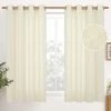 Natural Linen Curtains 63 Inch Length 2 Panels Bronze Grommet Linen Textured Short Window Drapes Light Filtering for Living Room Bedroom, 52 X 63 Inch