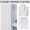 Linen Textured 100% Blackout Curtain 100x96 Inch Extra Wide Patio Sliding Door Curtain Solid Thermal Insulated Room Curtain for Bedroom, Living Room (1 Panel, White)