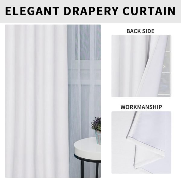 Linen Textured 100% Blackout Curtain 100x96 Inch Extra Wide Patio Sliding Door Curtain Solid Thermal Insulated Room Curtain for Bedroom, Living Room (1 Panel, White)