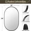 Black Oval Mirror for Bathroom Vanity 20x30 Inch, Matte Black Bathroom Mirrors for Wall Metal Frame, Wall Mounted Mirror for Bedroom Living Room Wall Decor Hang Vertical and Horizontal