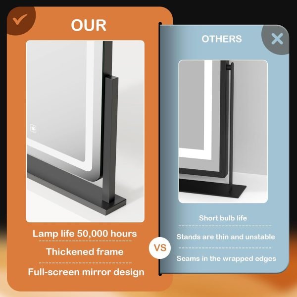 Makeup Vanity Mirror with Lights 15.2" Large LED Lighted Mirror, Hollywood Make Up Mirror with Lighting for Bedroom Tabletop, Smart Touch, Detachable 10X Magnification 360° Rotation, (White)