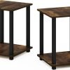 Simplistic Set of 2 End Table, Espresso/Black