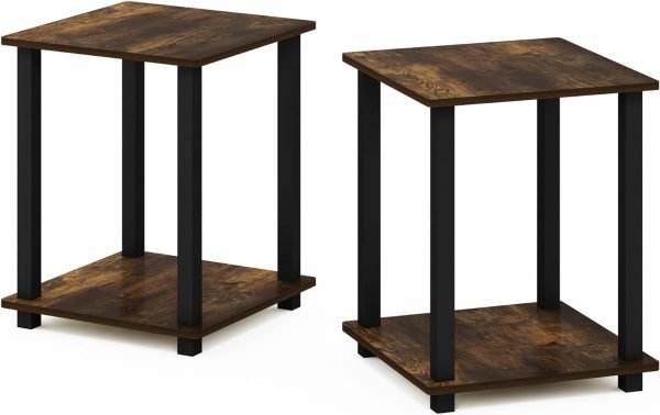 Simplistic Set of 2 End Table, Espresso/Black