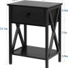 Nightstands, Modern End Side Tables,Night Stand with Drawer &Storage Shelf for Bedroom living Room Office Lounge, Black