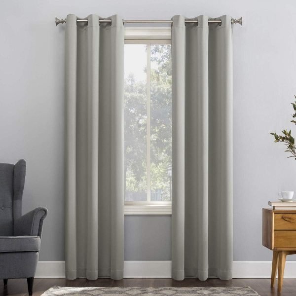 Energy Saving Blackout Grommet Curtain Panel, 40" x 84", Dove White 2 Count (Pack of 1)