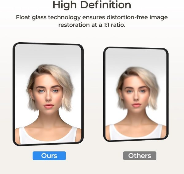 61ZGIp4XOLL._AC_SL1500 Black Bathroom Mirror 22 x 30 Inch, Matte Black Rectangle Mirror for Wall, Rounded Metal Frame Vanity Mirror