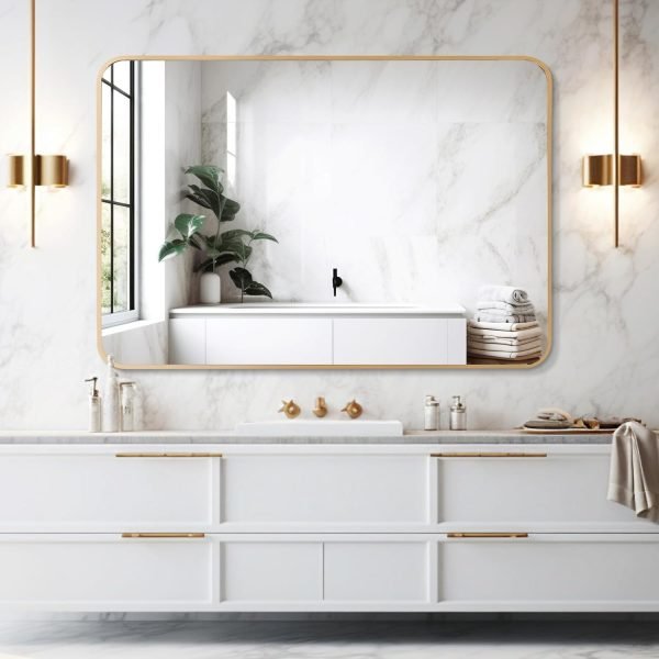 Arched Wall Mirror 20x30 Inch, Black Arch-top Bathroom Vanity Wall Mounted Mirror, Bedroom Modern Black Metal Framed Mirror