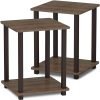 Simplistic Set of 2 End Table, Espresso/Black