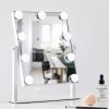 Hollywood Vanity Mirror with 9 Dimmable Bulbs Lights, Three Color Lighting Modes, and 5X Magnification, Smart Touch Control, 360°Rotation (White,Gift Box)