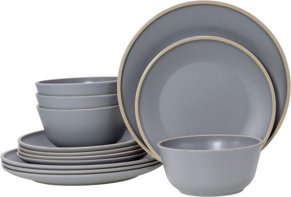 61eRnbaHO1S._AC_SL1500 Melamine Dinnerware Sets, Plates and Bowls Sets 12 Pcs, Melamine Plates, Dish Set for 4, Unbreakable Dinnerware Set for Party, BPA Free, Suitable Indoors and Outdoors (Mint Green)