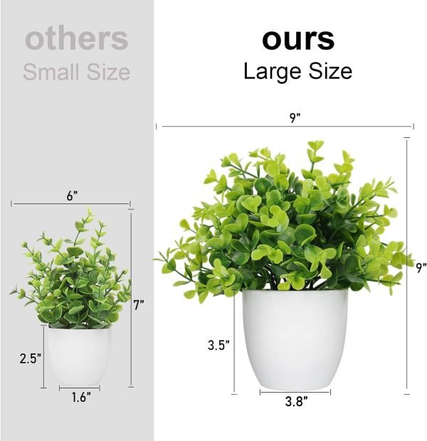 61icCPtTUaL._AC_SL1500 rtificial Potted Plants Mini Fake Plants in Pots, 4 Pack Medium Eucalyptus Potted Faux Decorative Grass Plant with White Plastic Pot for Home Decor, Indoor, Office, Desk, Table Decoration