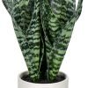 Fake Snake Plant 16" Faux Potted Plant Artificial Snake Plant with White Ceramic Pot Sansevieria Plant Perfect for House Modern Living Room Office Housewarming Gift Indoor Decor