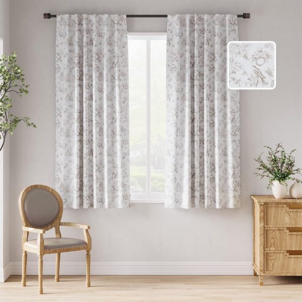 100% Blackout Floral Curtains 96 Inches Long, Printed Flower Sage Green Blackout Curtains for Bedroom Rod Pocket Back Tab Full Blackout Curtains Thermal Insulated Window Drapes, 2 Panels