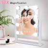 Makeup Vanity Mirror with Lights, 10X Magnification Hollywood Lighted Mirror with 9 Dimmer Led Bulbs, Plug in Light-up Beauty Mirror, Touch Screen Lighted Table Set Mirror, 360°Rotation(White)
