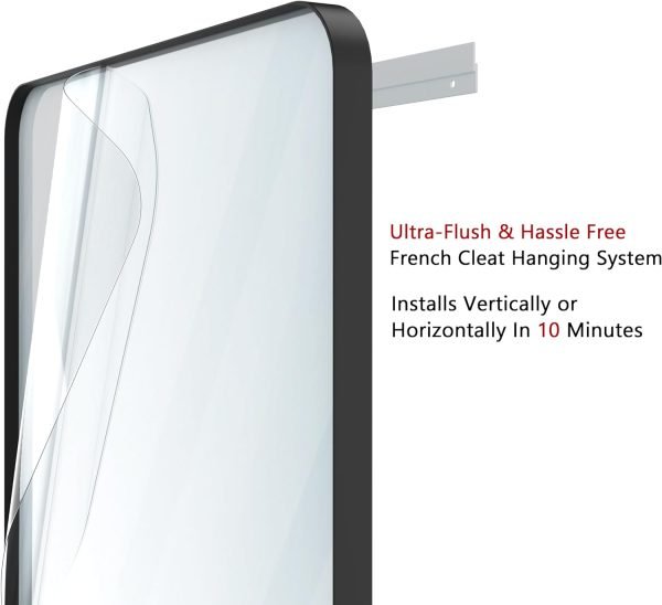 Black Bathroom Mirror for Wall, 24 x 36 Inch Rounded Rectangle Metal Framed Bathroom Wall Vanity Mirror Farmhouse, 1/4-inch Shatterproof Glass | Ultra-Flush Hanging