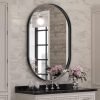 Black Oval Mirror for Bathroom Vanity 20x30 Inch, Matte Black Bathroom Mirrors for Wall Metal Frame, Wall Mounted Mirror for Bedroom Living Room Wall Decor Hang Vertical and Horizontal