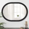 Large Oval Wood Mirror 26 x 18 Inch, Wall Framed Bathroom Mirror for Vanity Farmhouse Rustic White Mirror for Vanity Living Room Entryway Bedroom