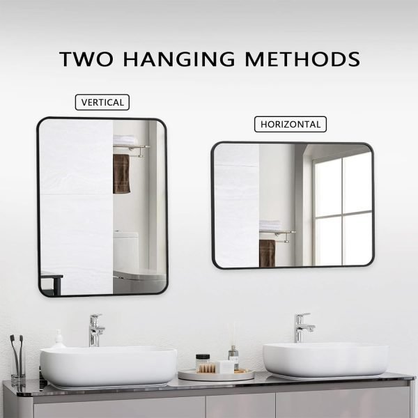 61tnoqwK3dL._AC_SL1500 Bathroom Wall Mirror -20x28 Vanity Mirrors Large Wall-Mounted Makeup Mirror Over Sink for Bedroom/Farmhouse/Entrance, Black Rectangle Framed Anti-Rust Shatterproof Mirrors