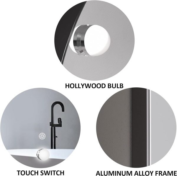 Hollywood Bathroom Mirror 12"*16", Framed Lighted Bathroom Vanity Mirror, Wall Mounted, Dimmable LED Mirror for Bathroom,Gold