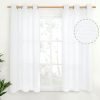 Natural Linen Curtains 63 Inch Length 2 Panels Bronze Grommet Linen Textured Short Window Drapes Light Filtering for Living Room Bedroom, 52 X 63 Inch