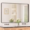 7109thVr7QL._AC_SL1500 Black Metal Framed Bathroom Mirrors for Wall, 20 x 30 Inch Rounded Rectangle Bathroom Vanity Mirror, Matte Black Farmhouse Mirror with Seamless Frame, HD Tempered Glass(Horizontal/Vertical)
