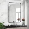 Arched Wall Mirror 20x30 Inch, Black Arch-top Bathroom Vanity Wall Mounted Mirror, Bedroom Modern Black Metal Framed Mirror