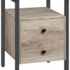 Nightstand, Bedside Table with 2 Drawers and Storage Shelves, Side End Table, Sofa Table for Living Room, Bedroom, Accent Furniture, Easy Assembly, Rustic Brown and Black BF43BZ01G2