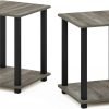 Simplistic Set of 2 End Table, Espresso/Black