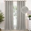 Natural Linen Curtains 63 Inch Length 2 Panels Bronze Grommet Linen Textured Short Window Drapes Light Filtering for Living Room Bedroom, 52 X 63 Inch