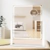 Hollywood Vanity Mirror with Lights, Lighted Vanity Mirror with Detachable 10X Magnification Mirror, 3 Colors, 1200mAh Rechargeable Standing Makeup Mirror with Lights White