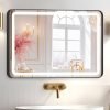 Hollywood Bathroom Mirror 12"*16", Framed Lighted Bathroom Vanity Mirror, Wall Mounted, Dimmable LED Mirror for Bathroom,Gold